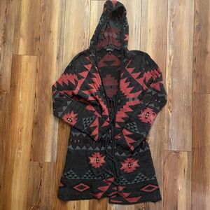 Tribal Pattern Hooded Cardigan